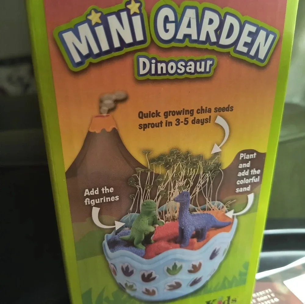 Mini chia seed garden dinosaur boys kids activity set gift toy learning blue red
